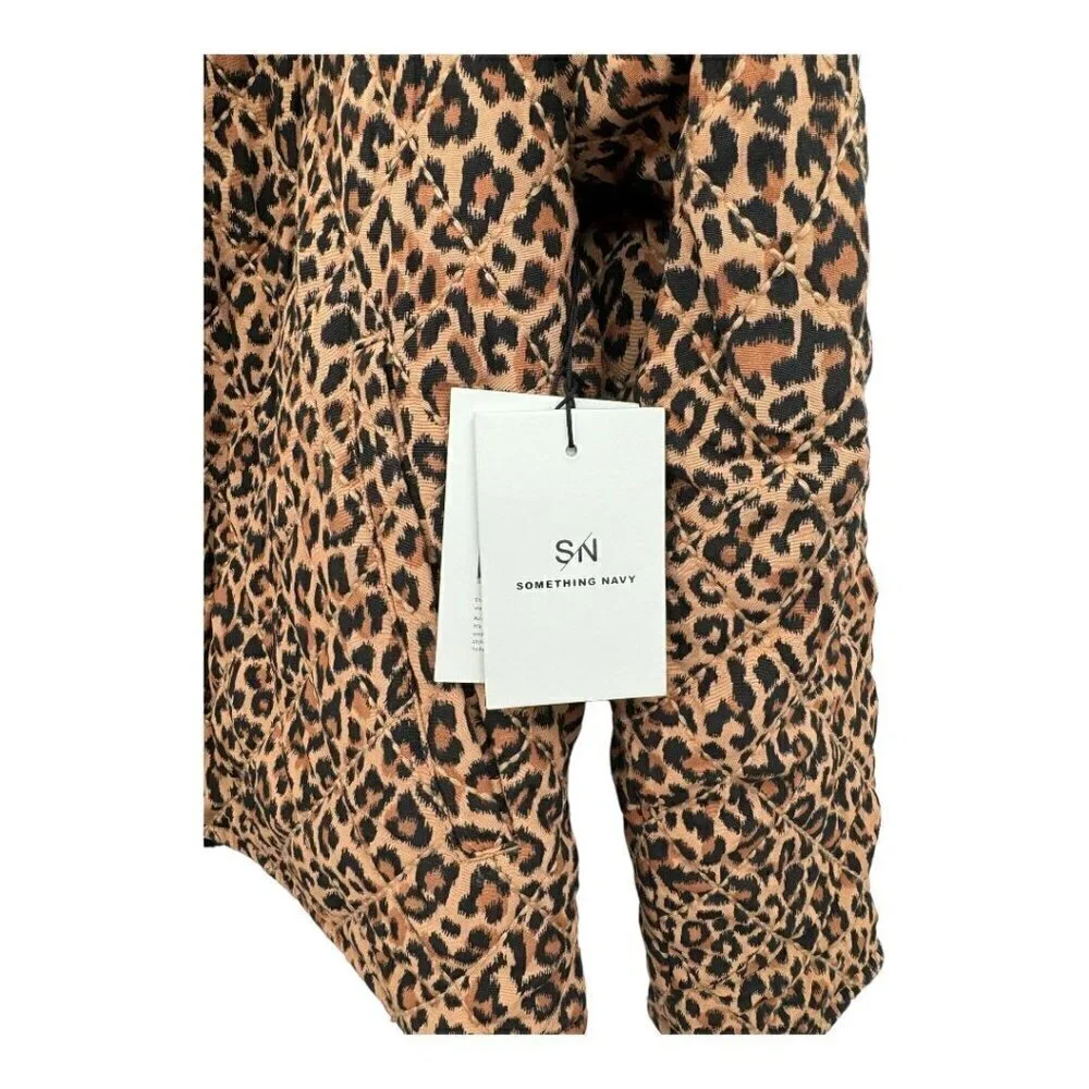 Something Navy Leopard Black Reversible Quilted Jacket NWT - Picture 13 of 14